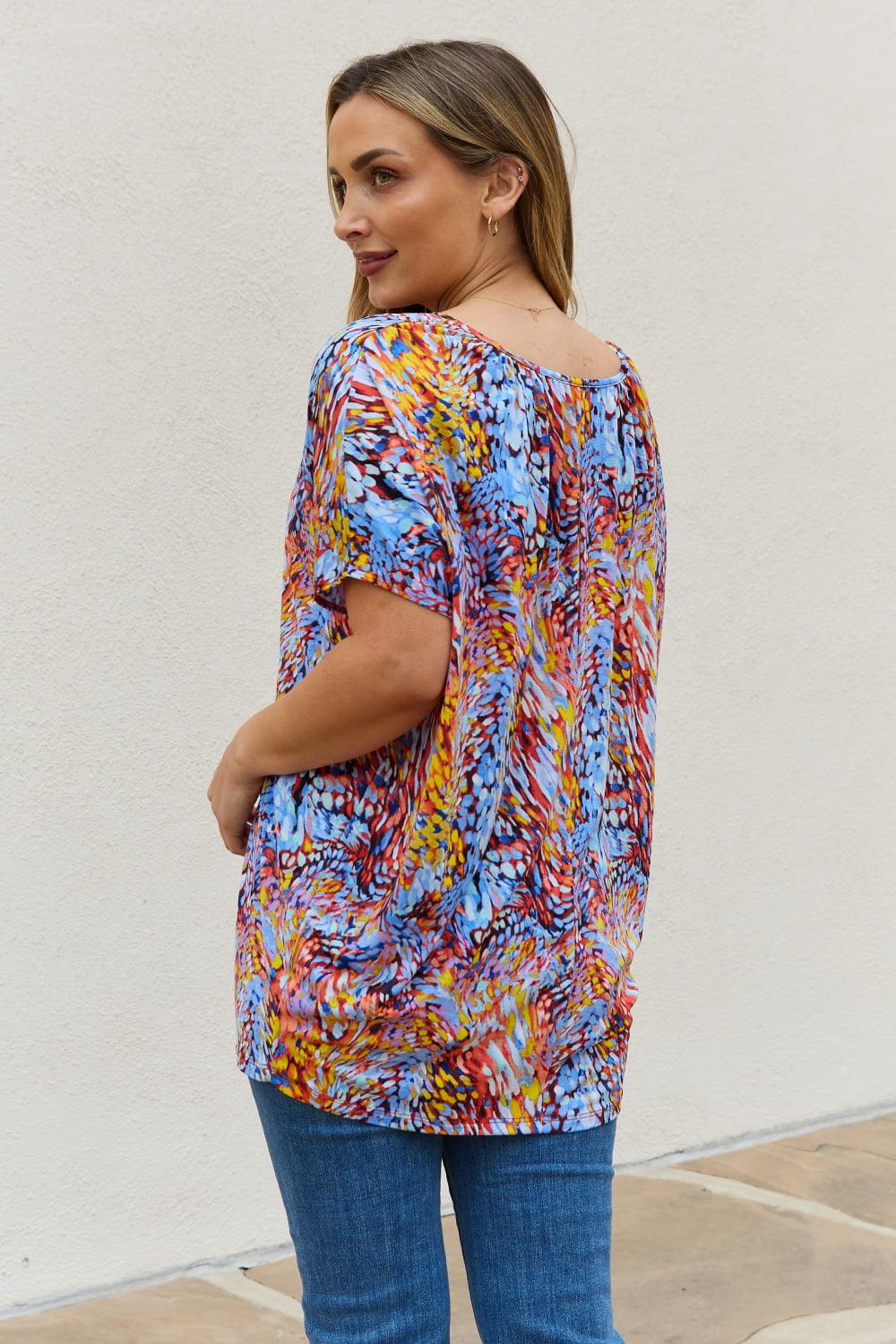 Be Stage Full Size Printed Dolman Flowy Top Carauana Store