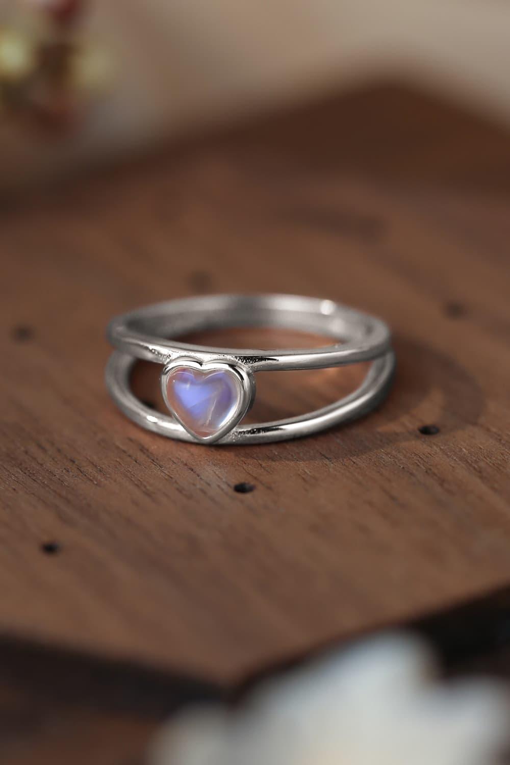Moonstone Heart 925 Sterling Silver Ring Carauana Store