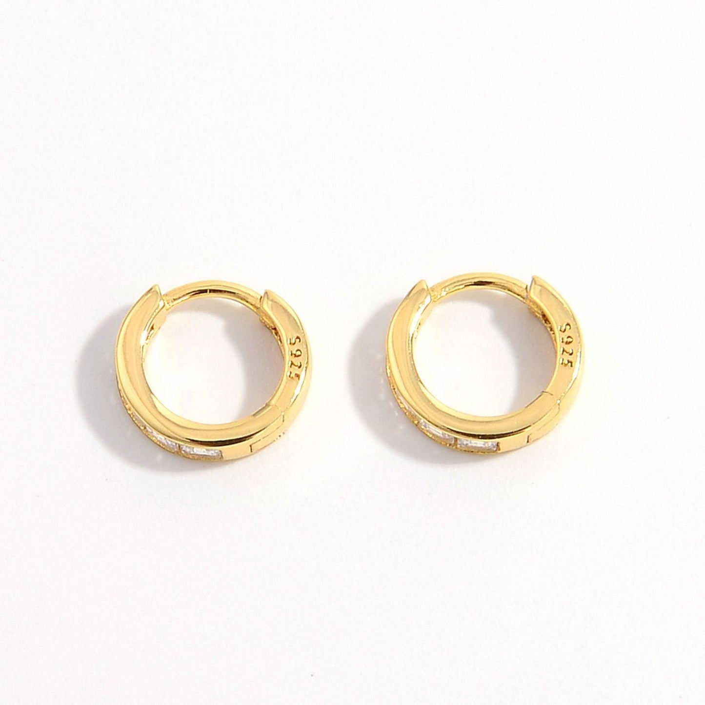 925 Sterling Silver Inlaid Zircon Huggie Earrings Carauana Store