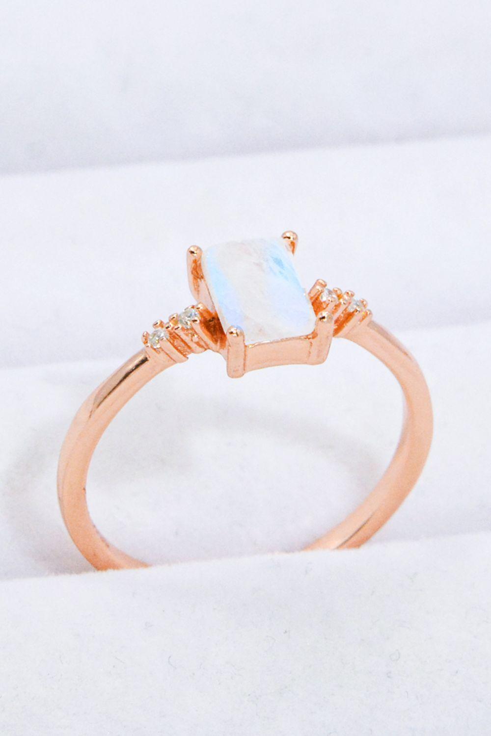 Rectangle Natural Moonstone Ring Carauana Store