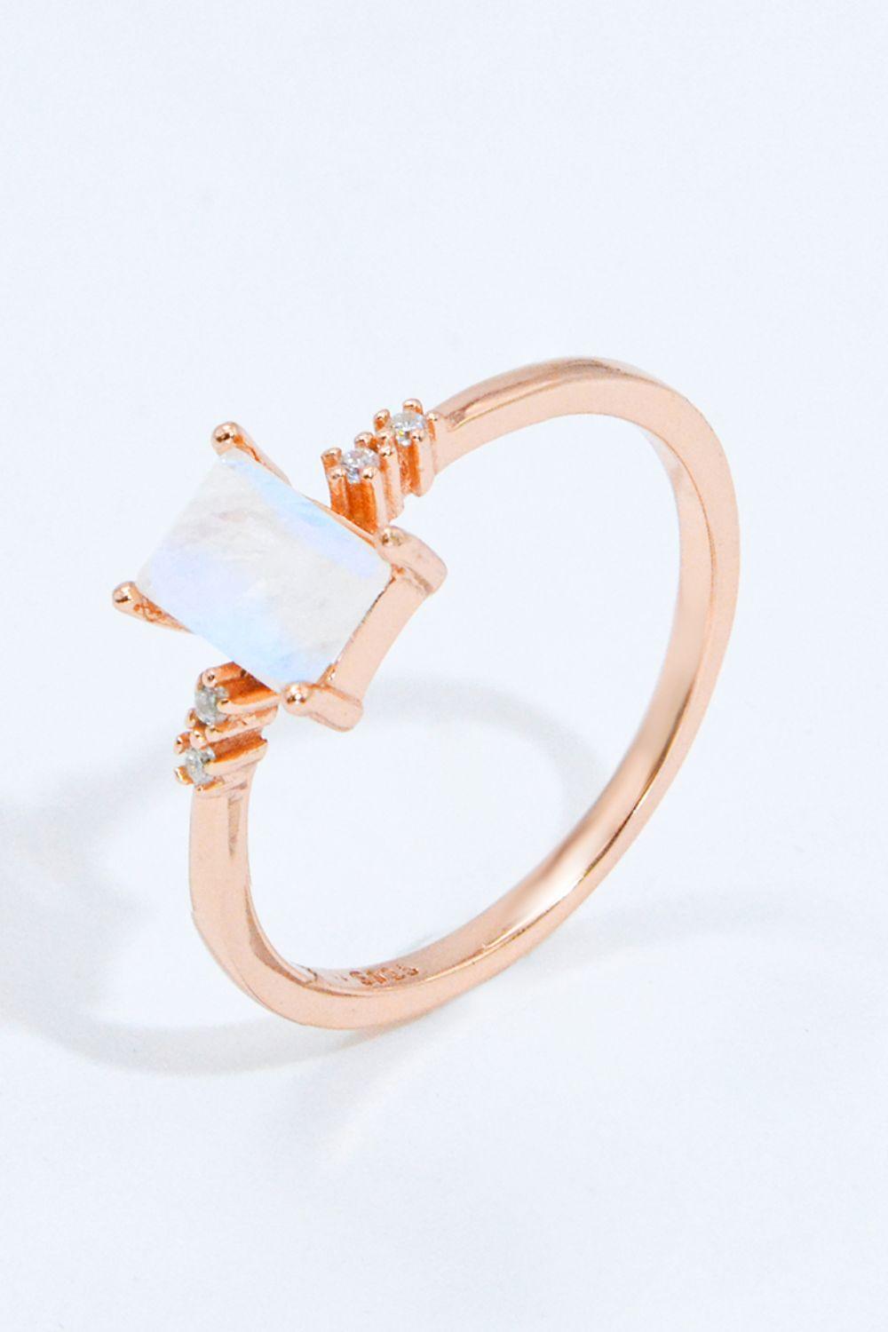 Rectangle Natural Moonstone Ring Carauana Store