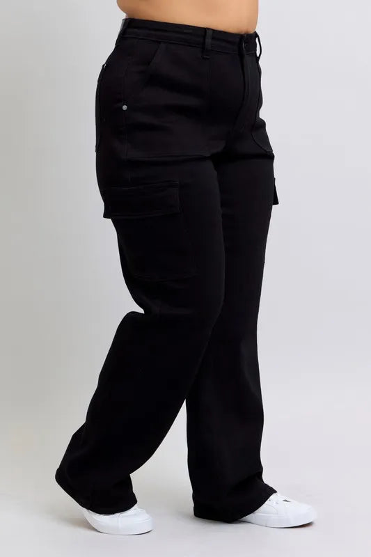 Judy Blue Full Size High Waist Cargo Wide Leg Jeans Plus Size Carauana Store