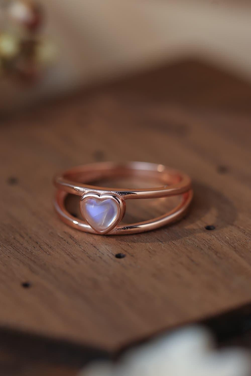 Moonstone Heart 925 Sterling Silver Ring Carauana Store
