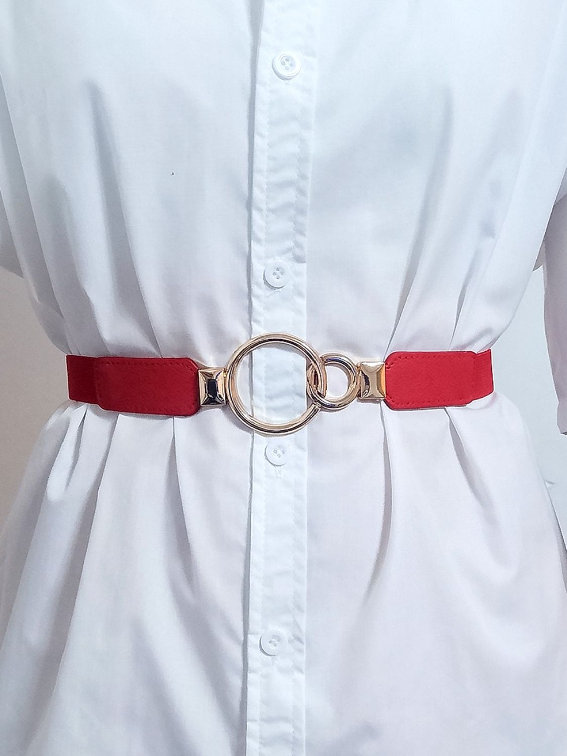 Double Ring Buckle Elastic PU Belt Carauana Store