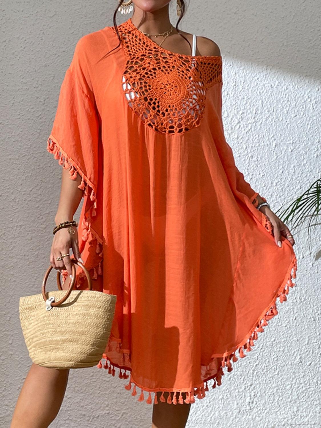 Tassel Cutout Scoop Neck Cover-Up Dress Carauana Store