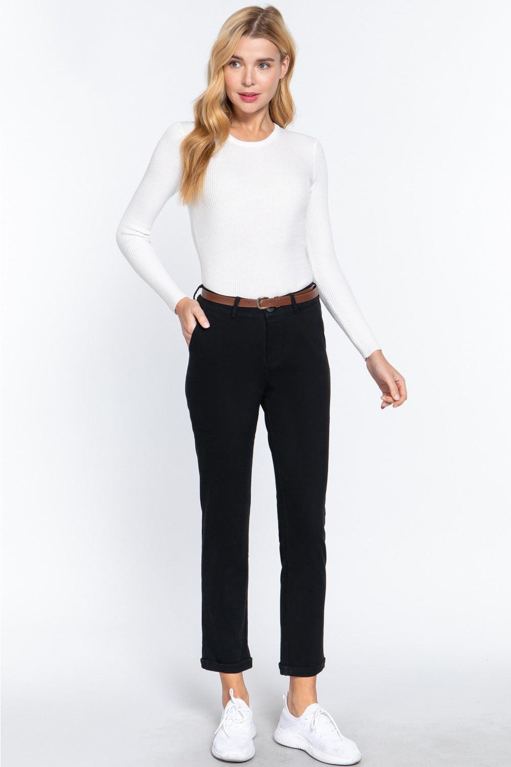 ACTIVE BASIC Cotton-Span Twill Straight Pants Carauana Store