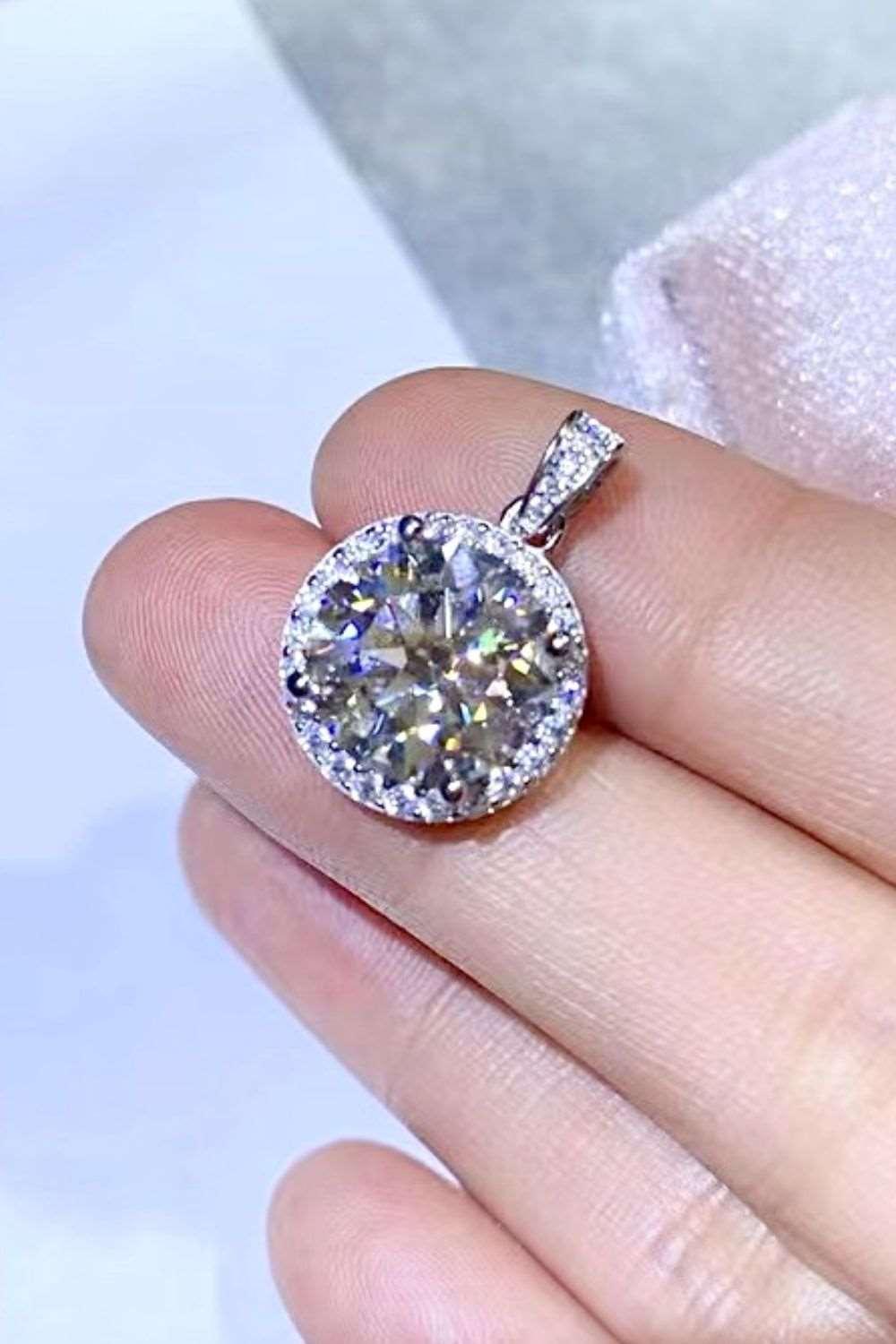 10 Carat Moissanite Pendant Platinum-Plated Necklace Carauana Store