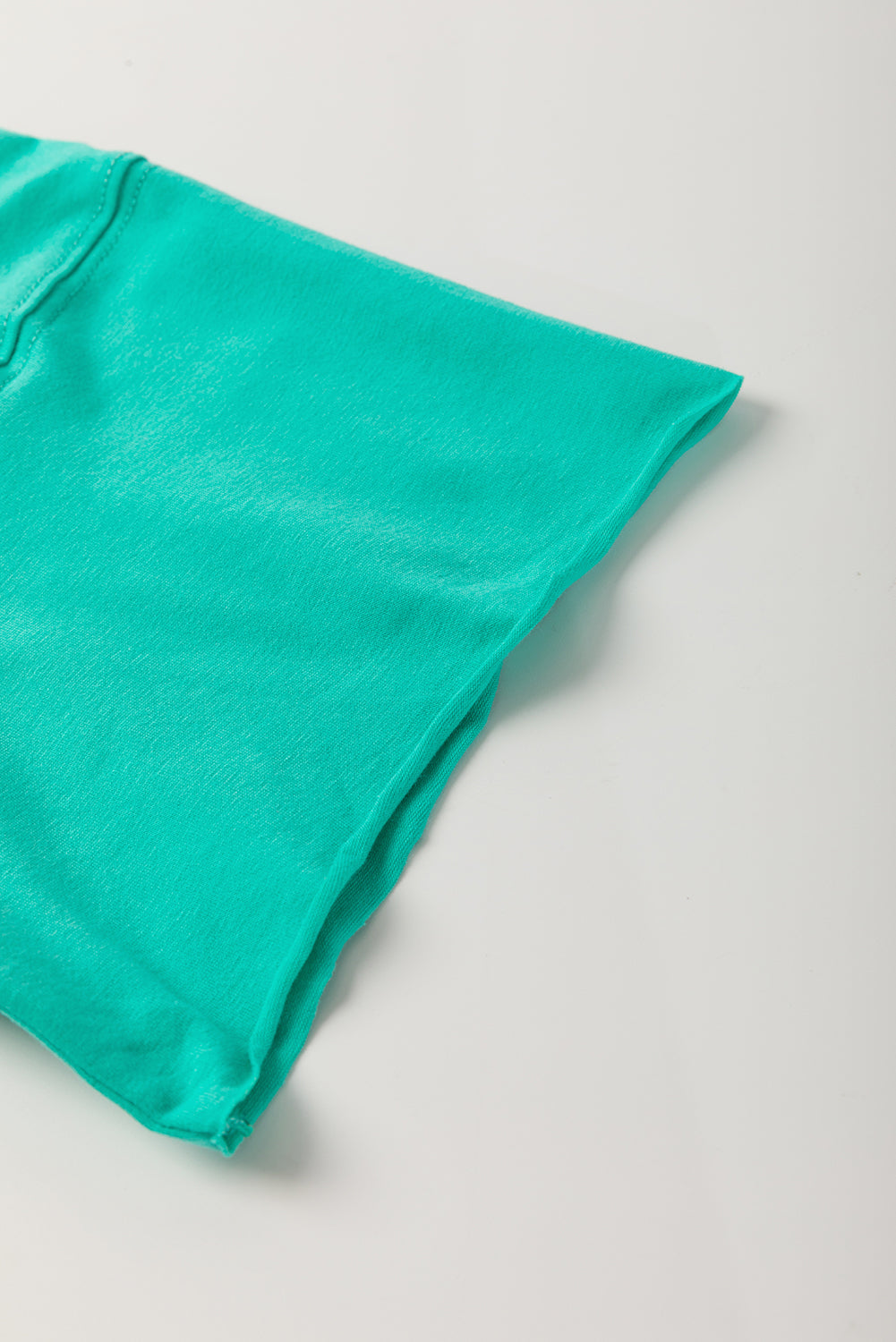 Sea Green Lace Bow Raw Edge Drop Shoulder Casual T Shirt