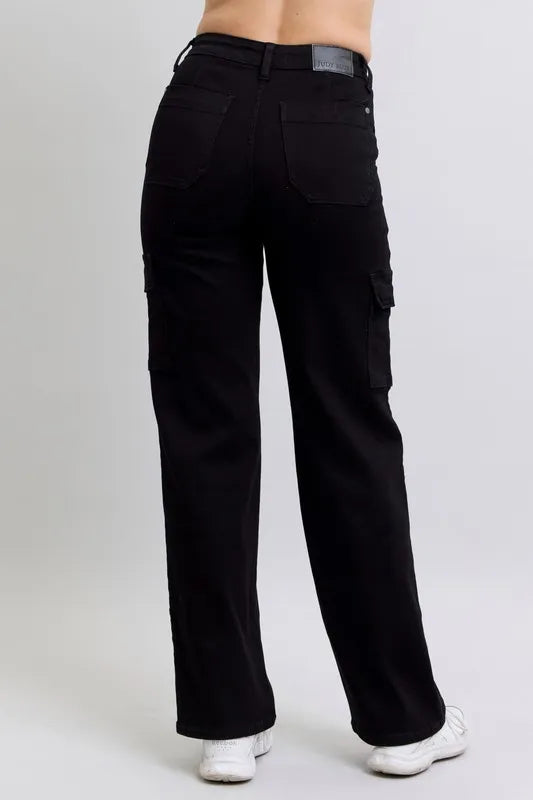 Judy Blue Full Size High Waist Cargo Wide Leg Jeans Plus Size Carauana Store