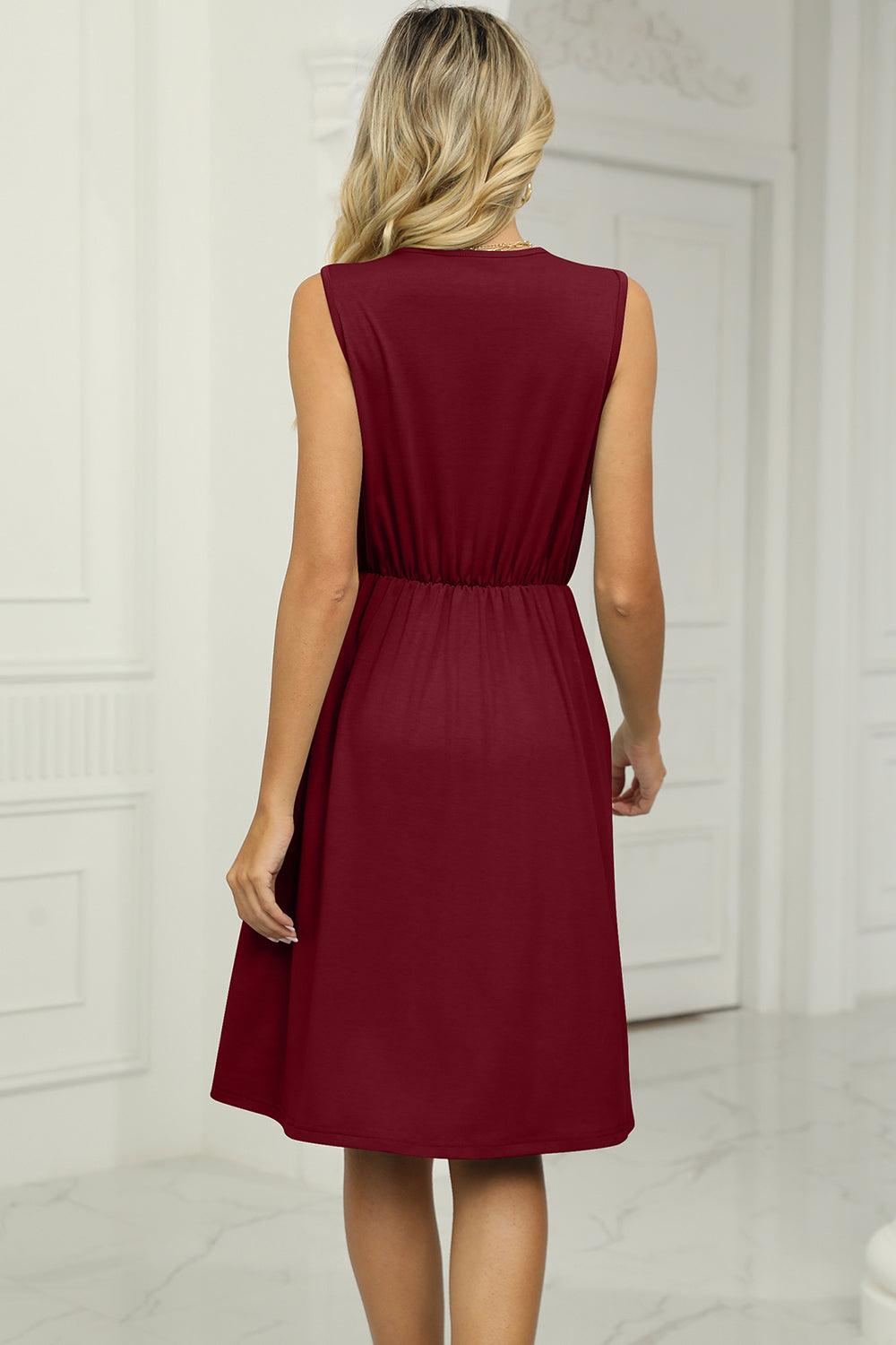 Pocketed V-Neck Wide Strap Dress Carauana Store