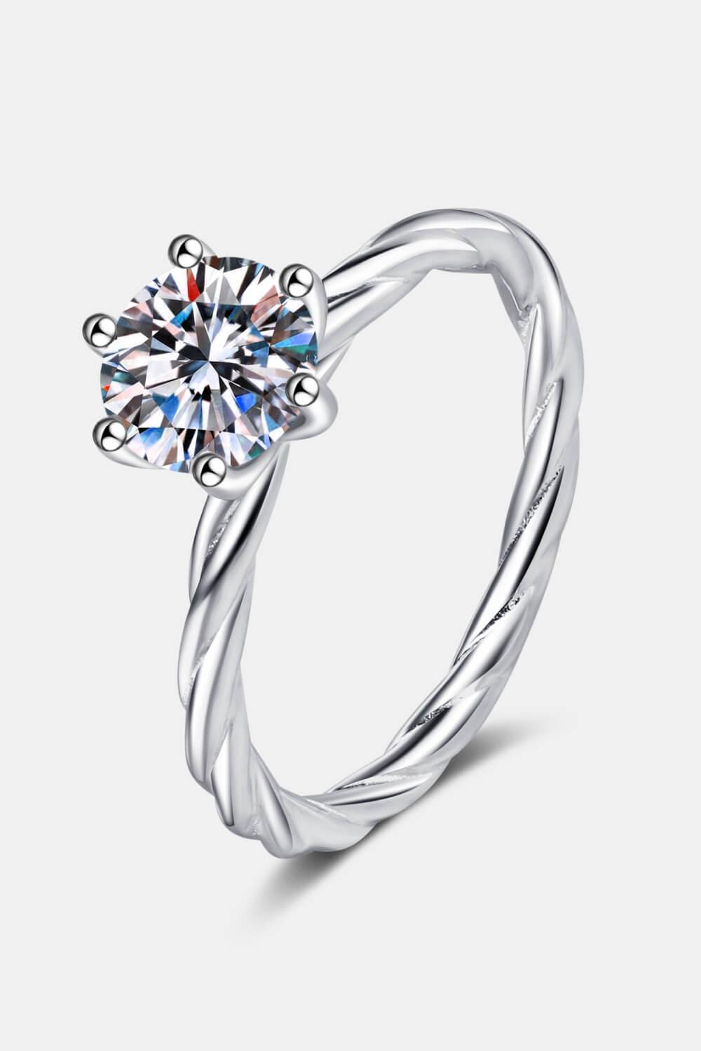 1 Carat Moissanite 6-Prong Twisted Ring Carauana Store