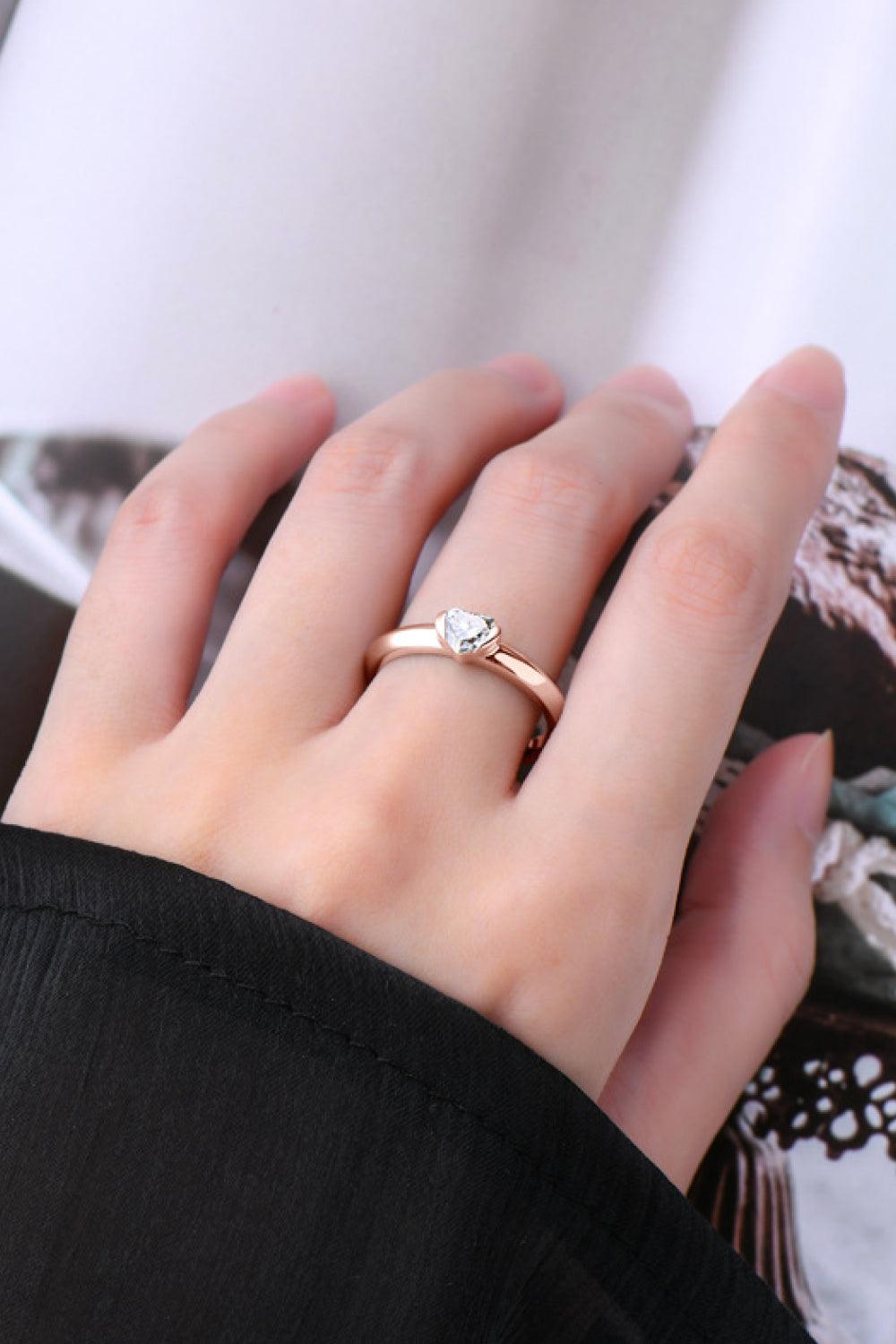Moissanite 925 Sterling Silver Heart Solitaire Ring Carauana Store