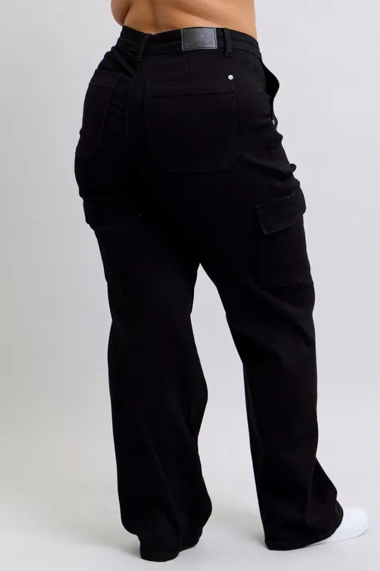 Judy Blue Full Size High Waist Cargo Wide Leg Jeans Plus Size Carauana Store