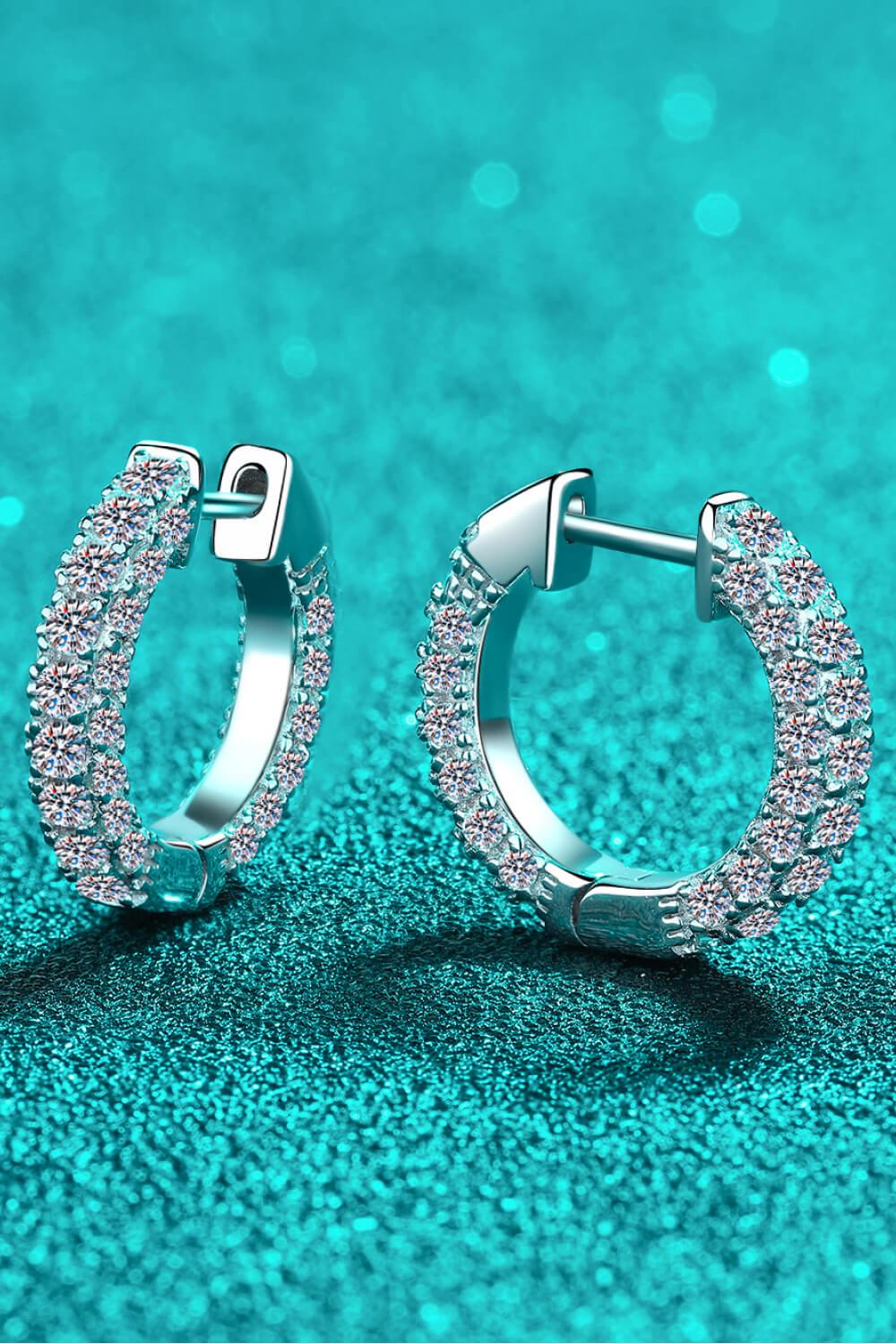 925 Sterling Silver Moissanite Huggie Earrings Carauana Store