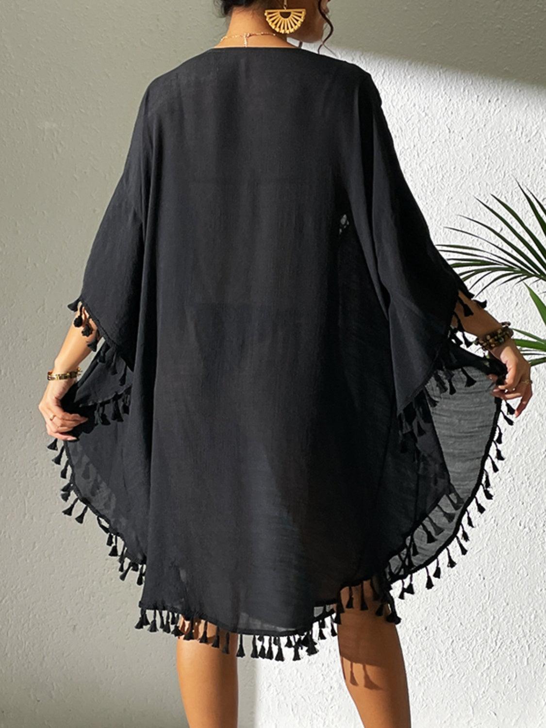 Tassel Cutout Scoop Neck Cover-Up Dress Carauana Store