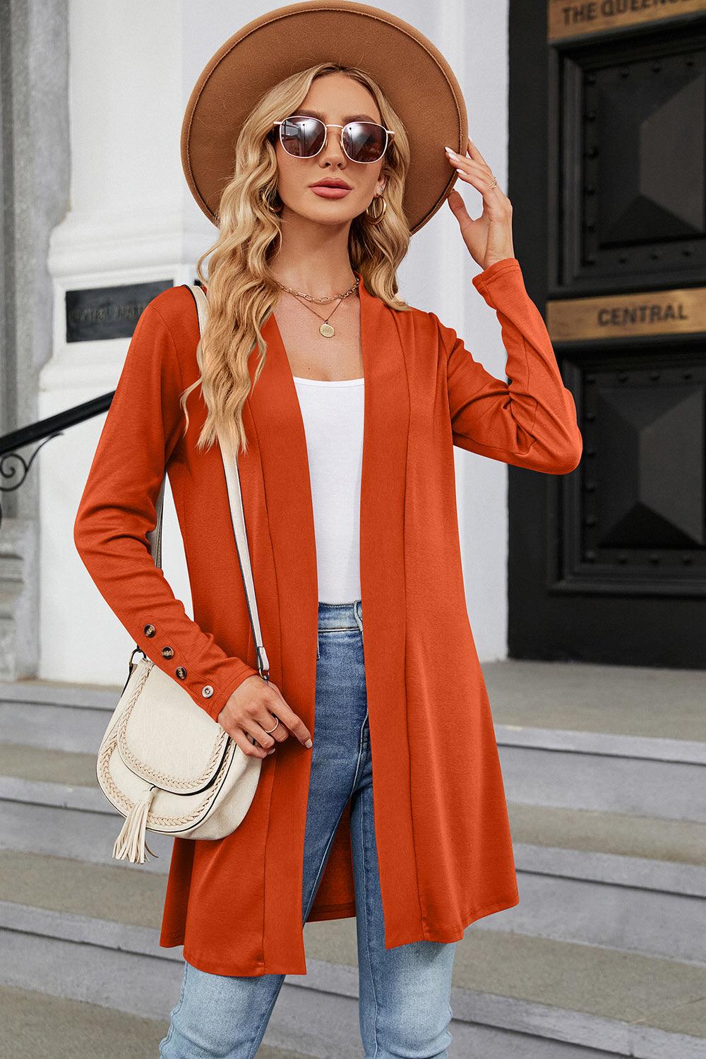 Open Front Long Sleeve Cardigan Carauana Store
