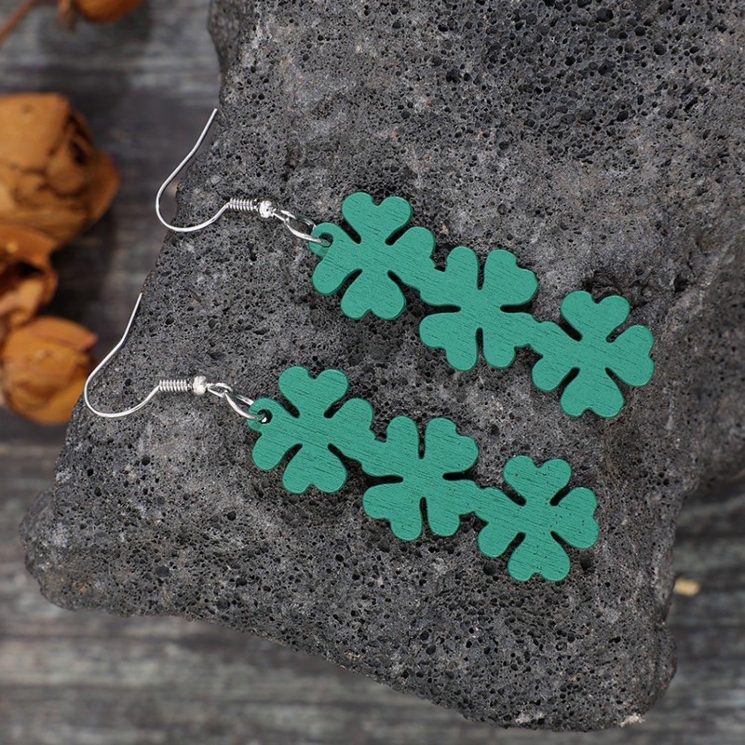 Lucky Clover Wooden Dangle Earrings Carauana Store