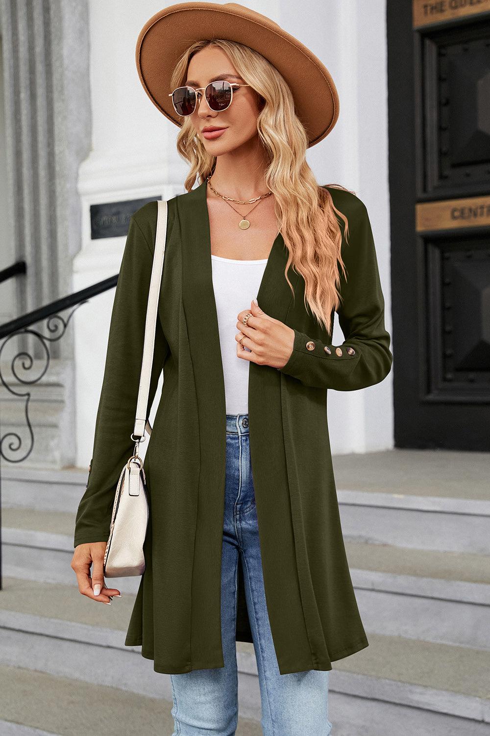 Open Front Long Sleeve Cardigan Carauana Store