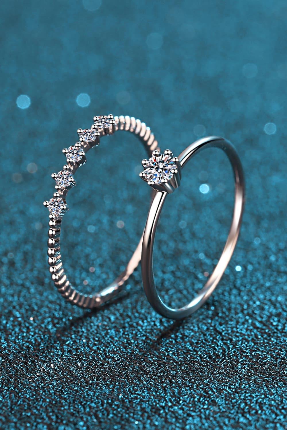 Moissanite 925 Sterling Silver Two-Piece Ring Set Carauana Store
