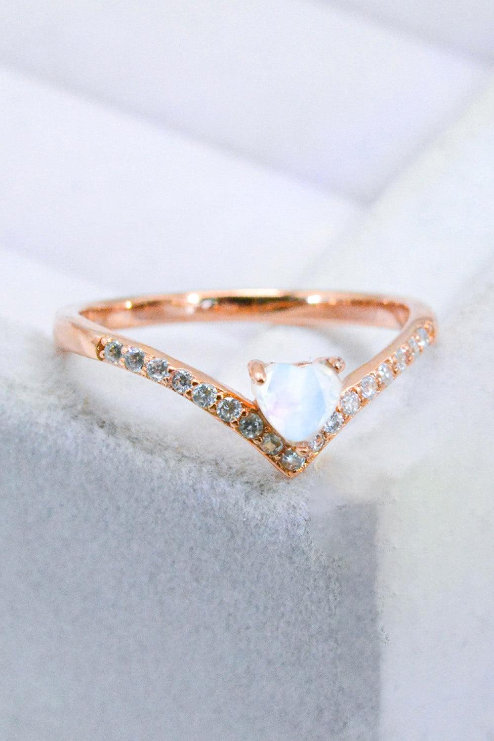 Moonstone Heart-Shaped Ring Carauana Store