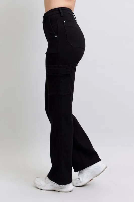Judy Blue Full Size High Waist Cargo Wide Leg Jeans Plus Size Carauana Store