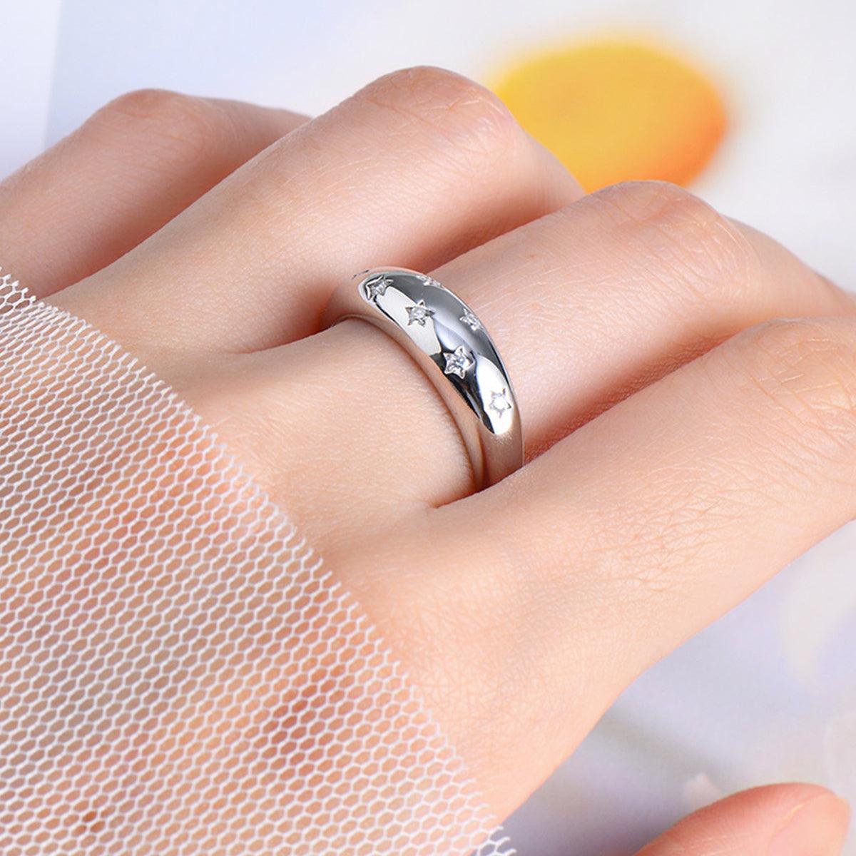 925 Sterling Silver Inlaid Moissanite Star Ring Carauana Store