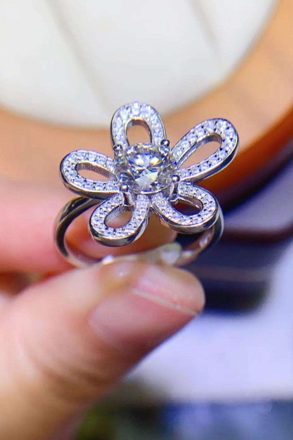1 Carat Moissanite Flower-Shape Open Ring Carauana Store