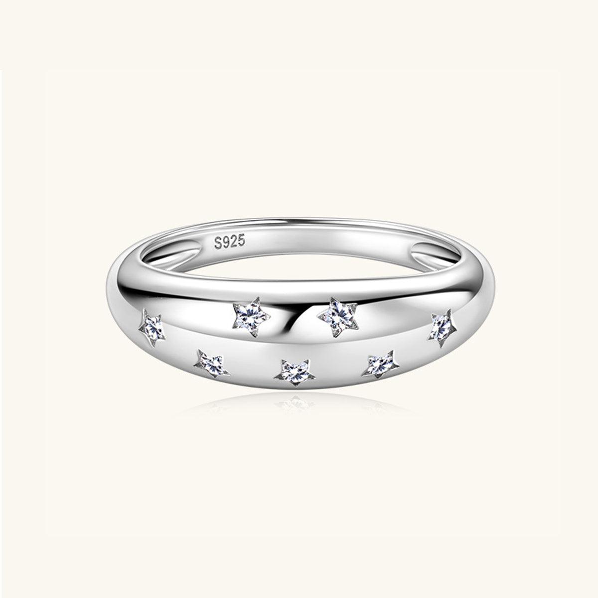 925 Sterling Silver Inlaid Moissanite Star Ring Carauana Store
