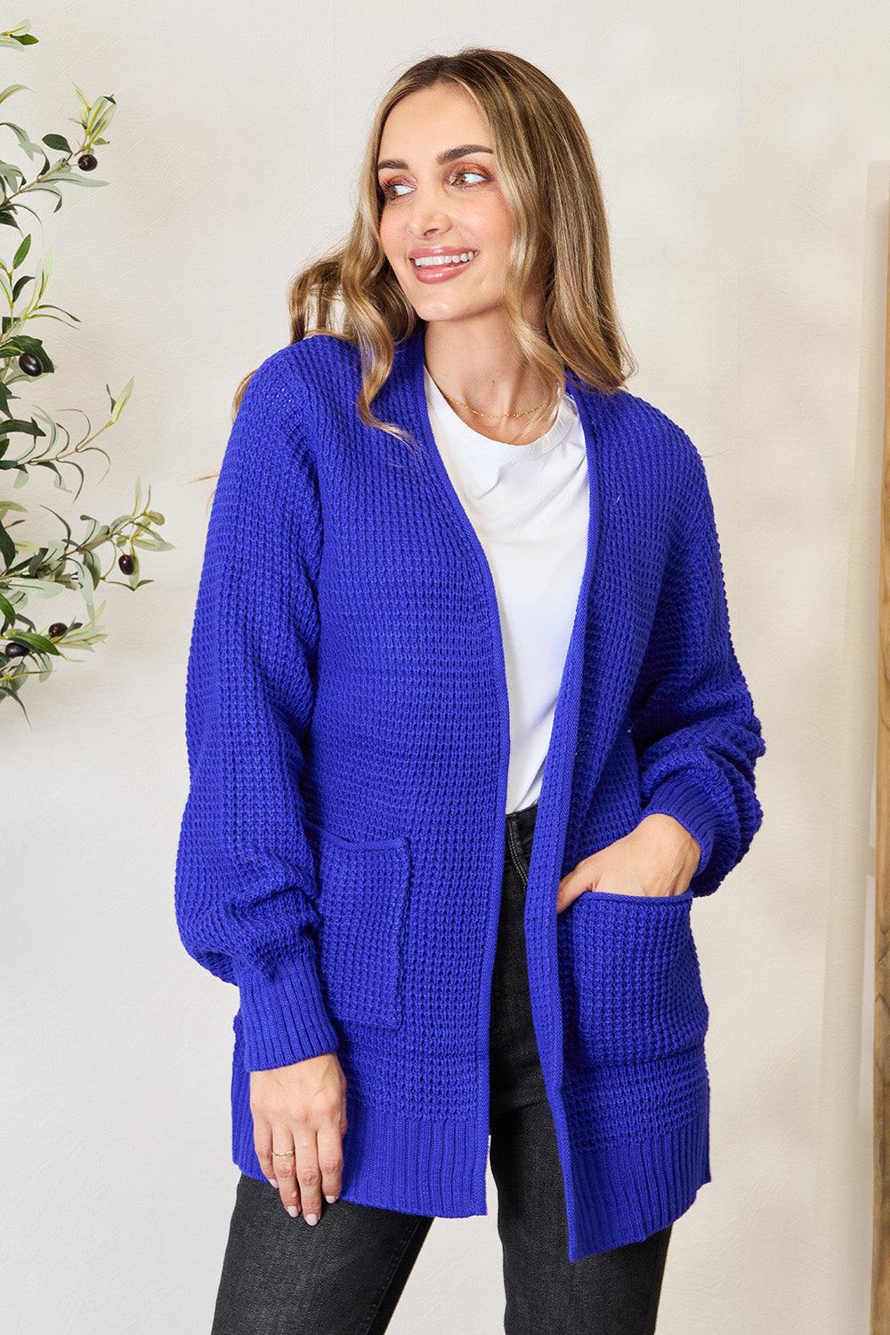 Zenana Full Size Waffle-Knit Open Front Cardigan Carauana Store