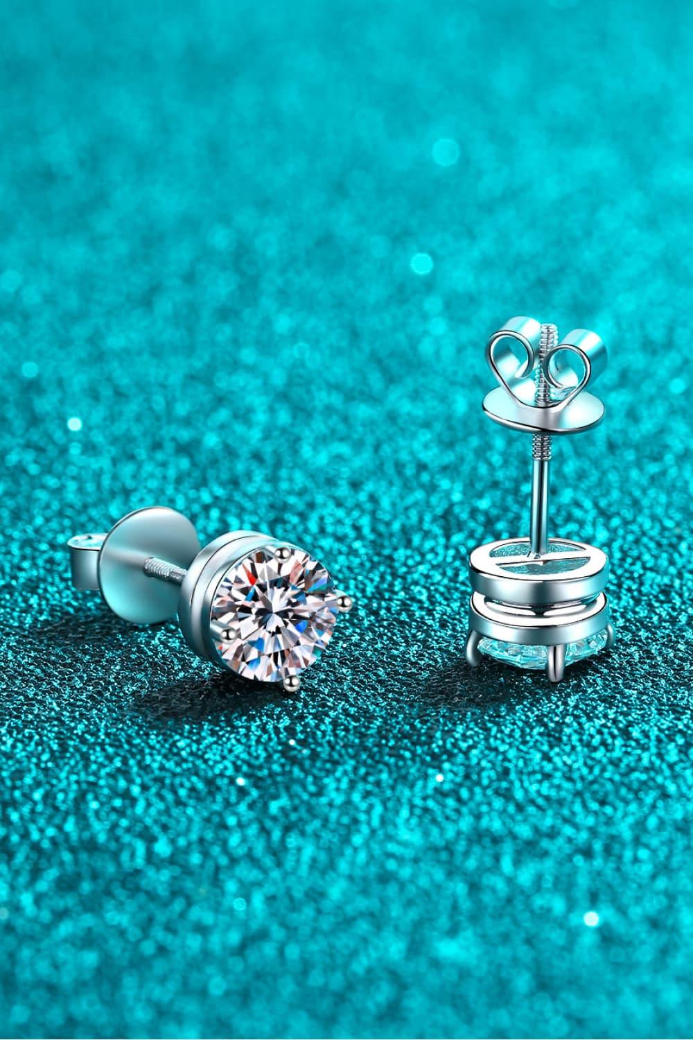 2 Carat Moissanite Rhodium-Plated Stud Earrings Carauana Store