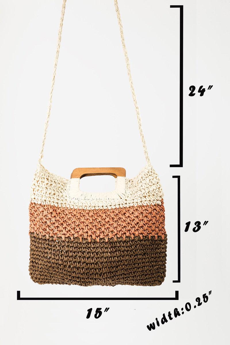 Fame Color Block Double-Use Braided Tote Bag Carauana Store