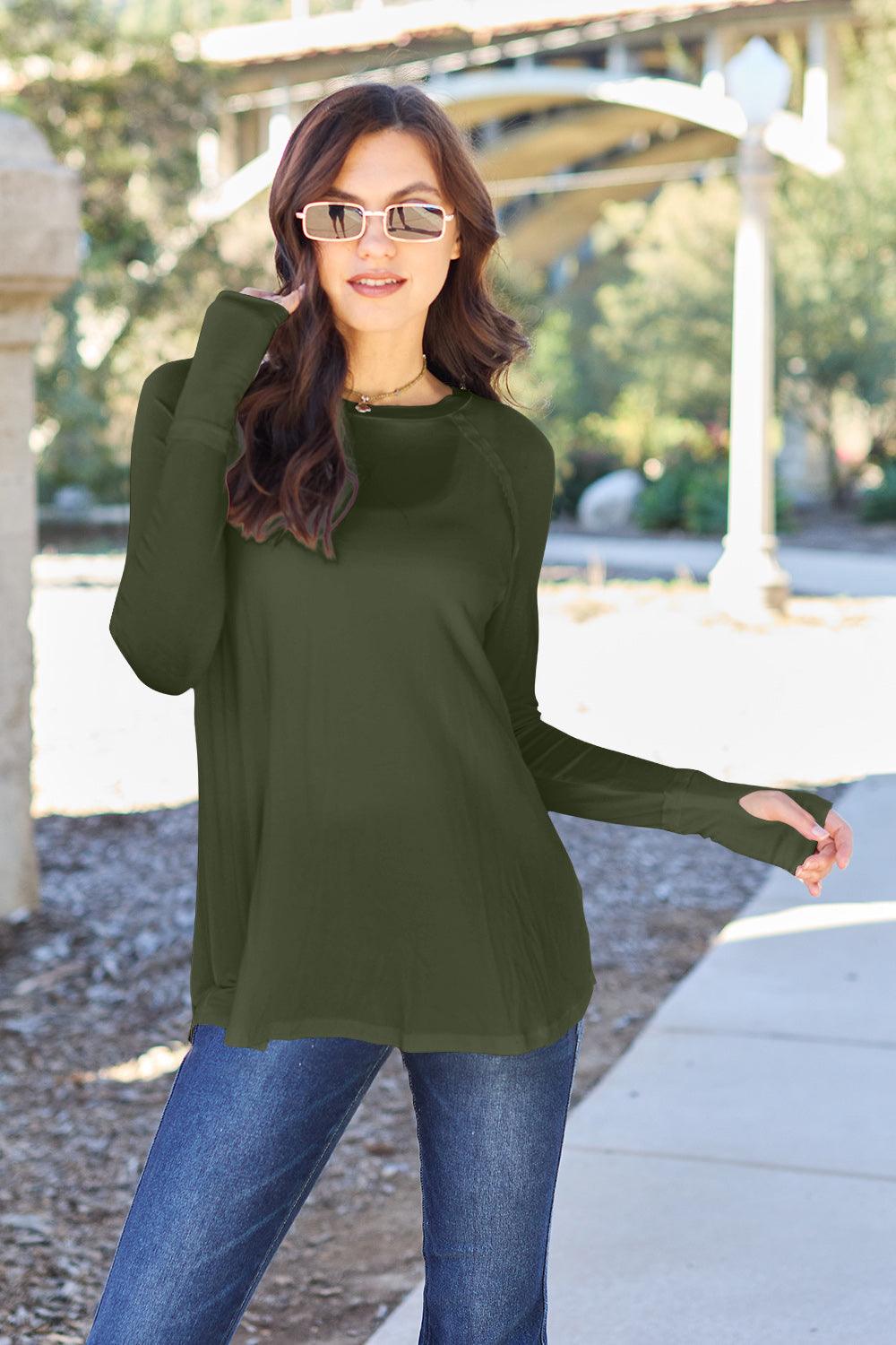Basic Bae Full Size Round Neck Long Sleeve T-Shirt Carauana Store