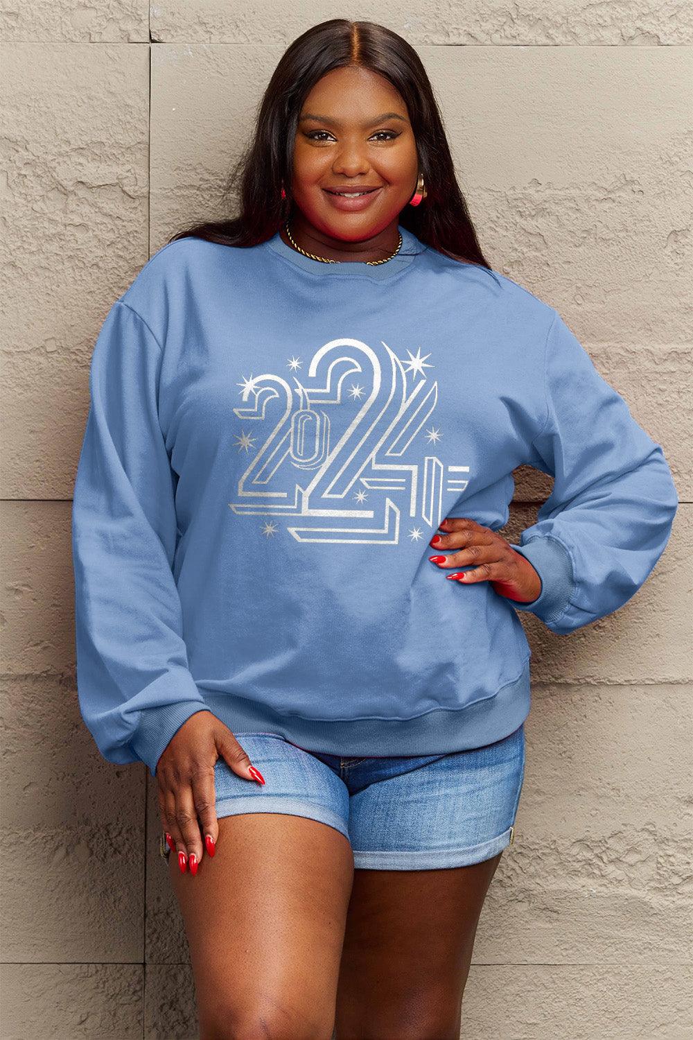 Simply Love Full Size 2024 Round Neck Dropped Shoulder Sweatshirt Carauana Store