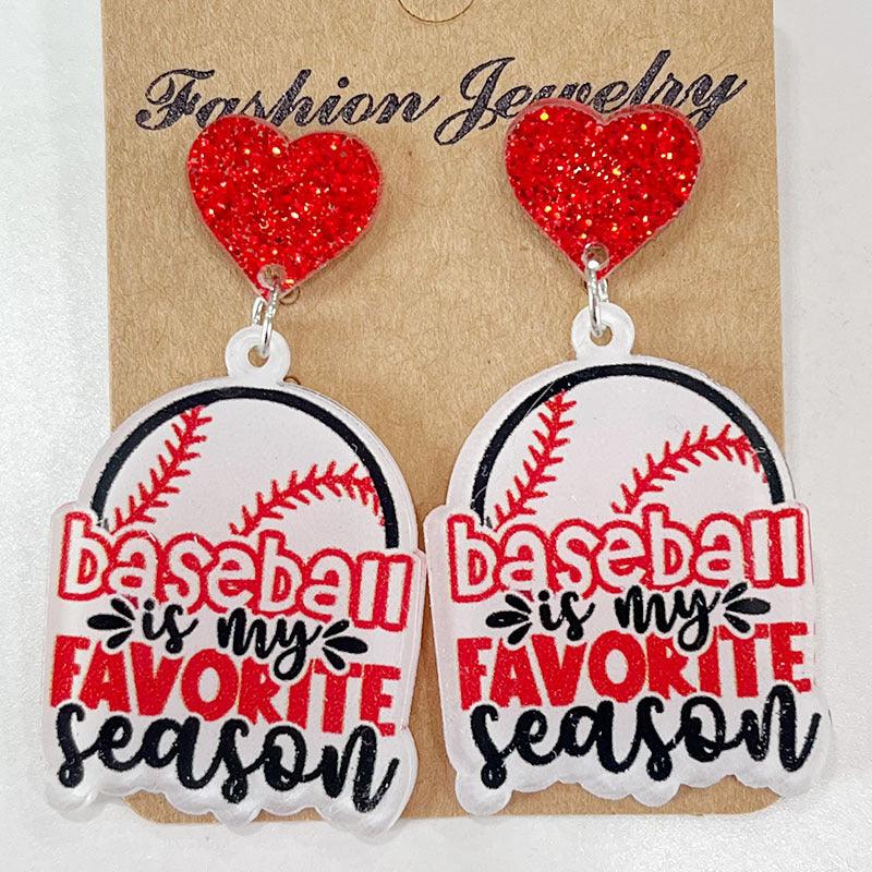 Heart Shape Sports Theme Acrylic Dangle Earrings Carauana Store