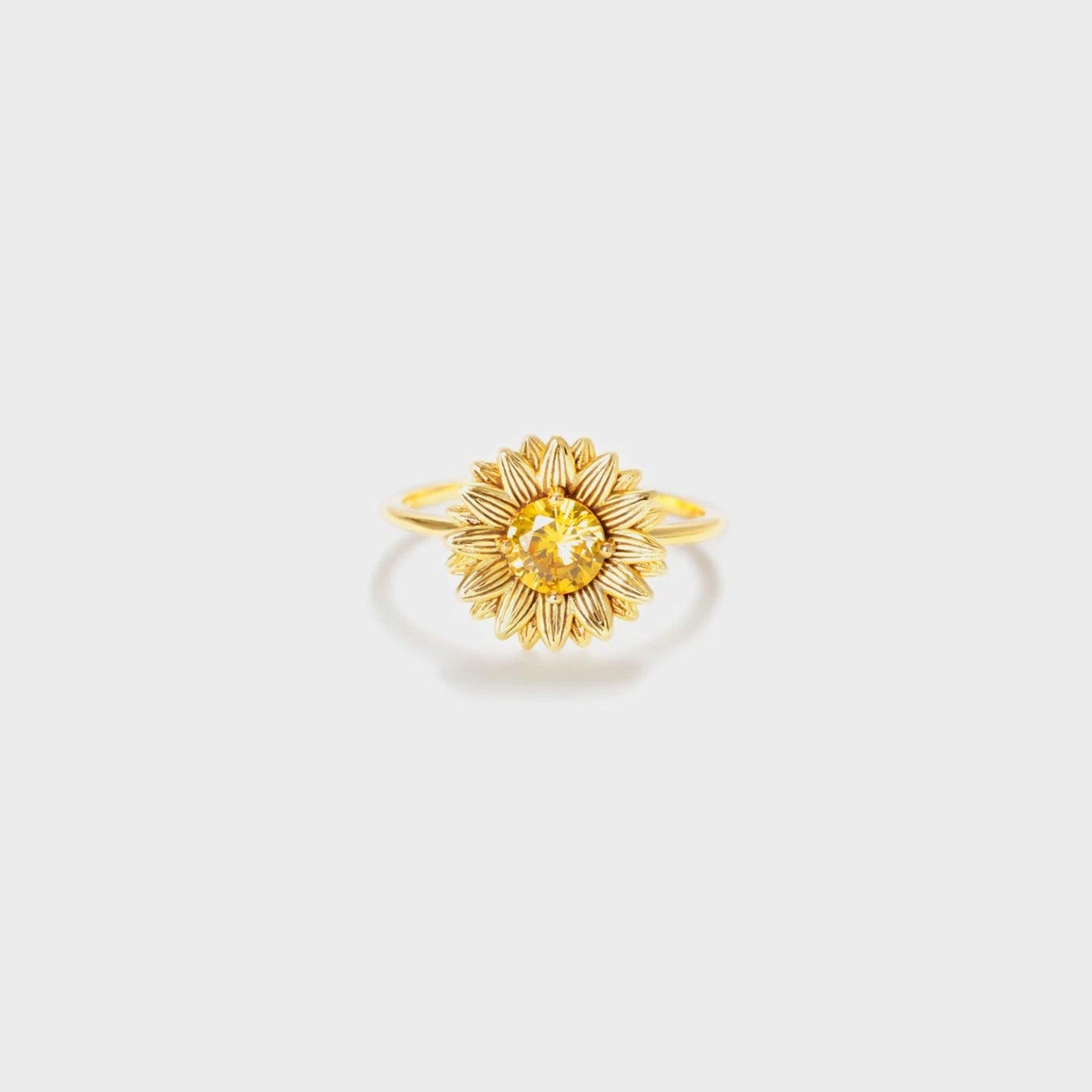 Sunflower Zircon 925 Sterling Silver Ring Carauana Store