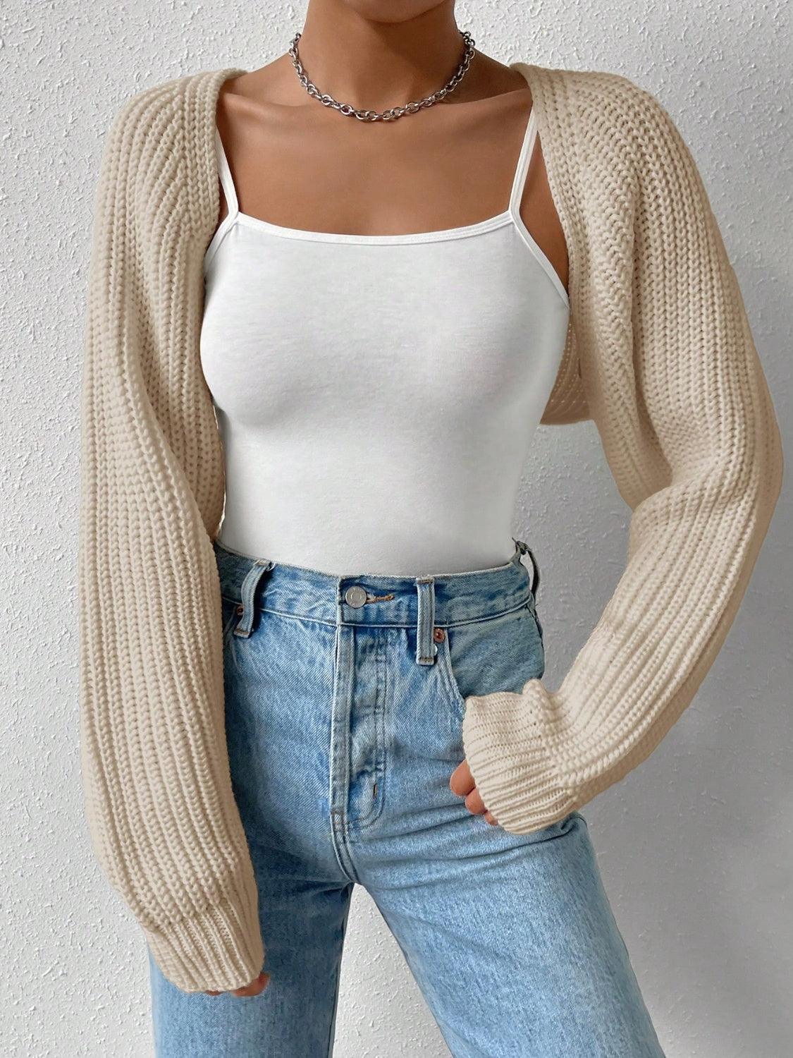 Honey Open Front Long Sleeve Cropped Cardigan Carauana Store