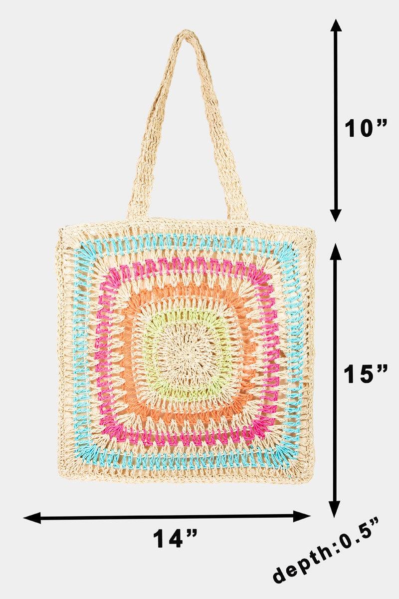 Fame Rainbow Crochet Knit Tote Bag Carauana Store