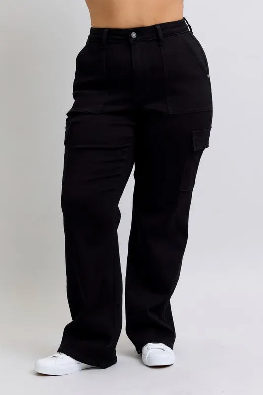 Judy Blue Full Size High Waist Cargo Wide Leg Jeans Plus Size Carauana Store