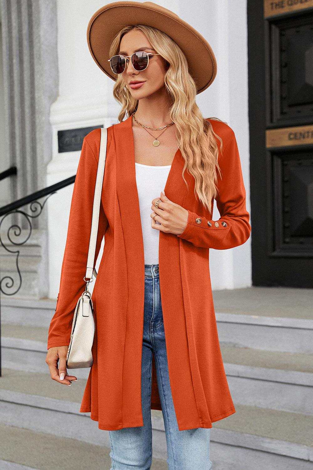 Open Front Long Sleeve Cardigan Carauana Store