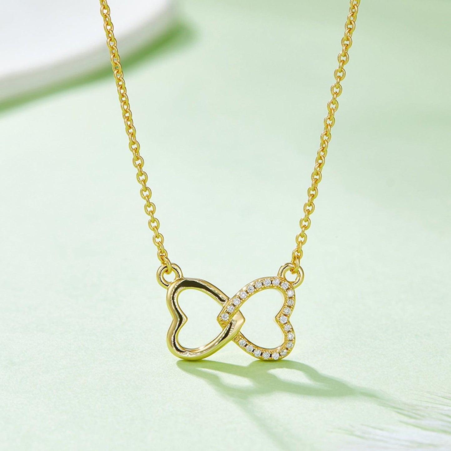 Moissanite 925 Sterling Silver Heart Bow Necklace Carauana Store