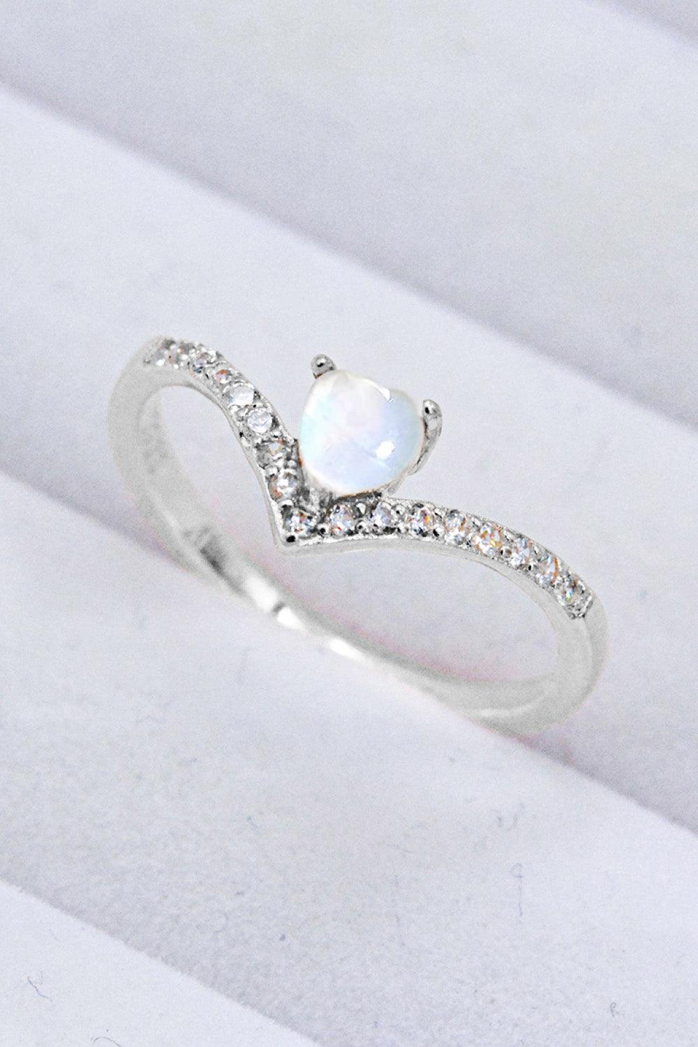 Moonstone Heart-Shaped Ring Carauana Store