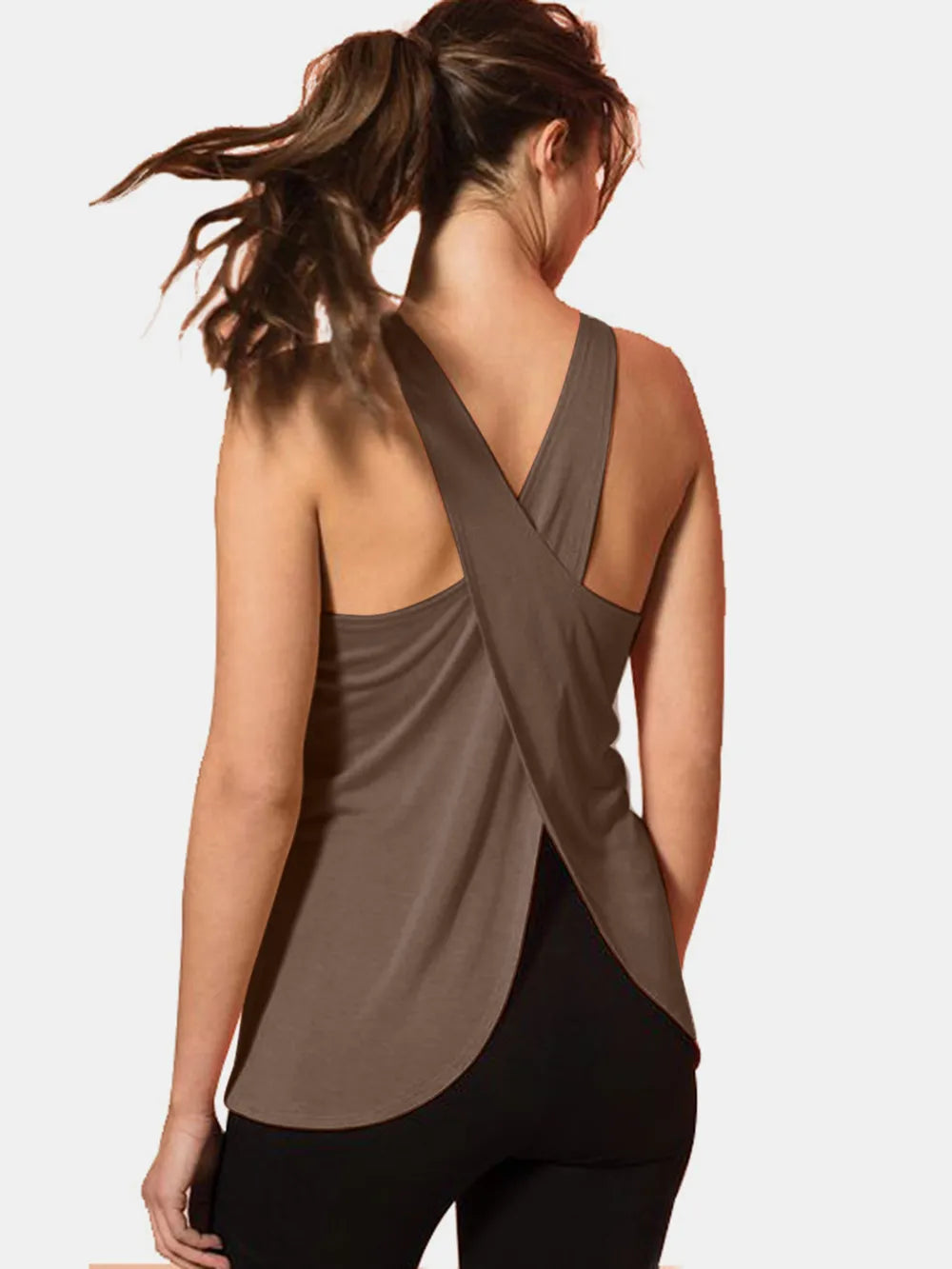 Crisscross Scoop Neck Active Tank Carauana Store