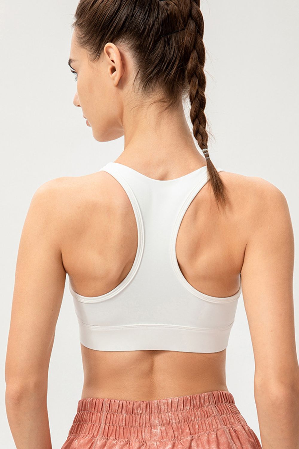 Zip-Up Round Neck Sports Bra Carauana Store