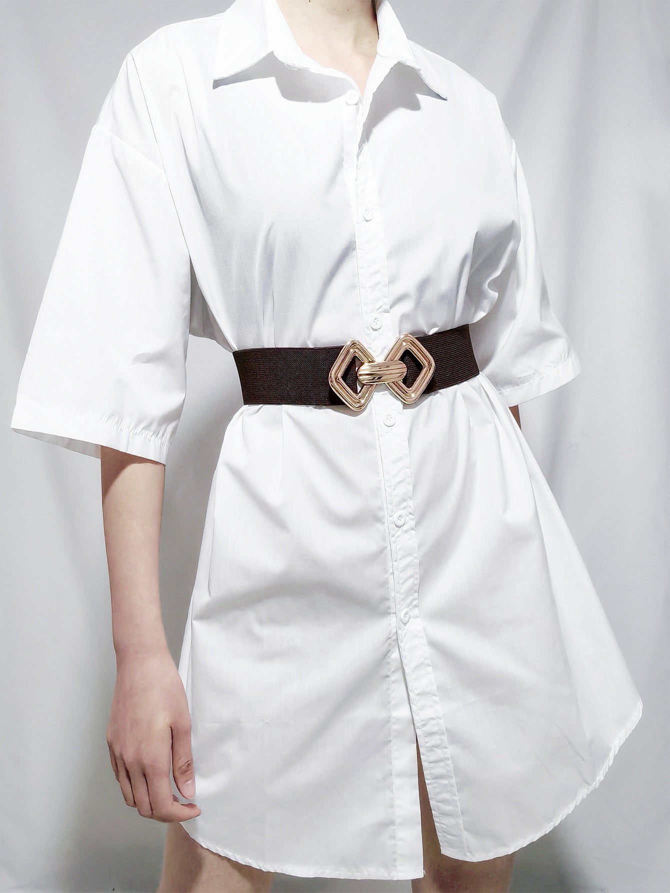 Geometric Buckle Elastic Wide Belt Carauana Store