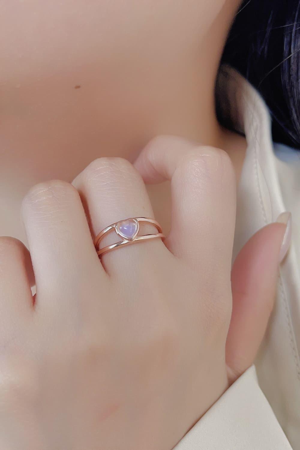 Moonstone Heart 925 Sterling Silver Ring Carauana Store