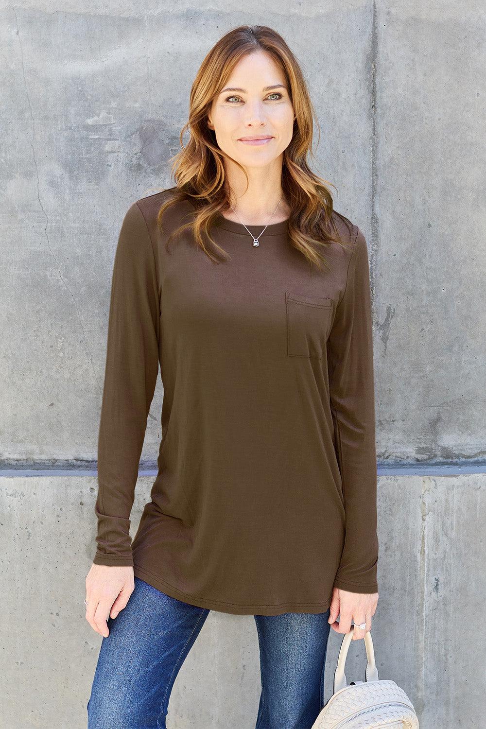 Basic Bae Full Size Round Neck Long Sleeve Top Carauana Store