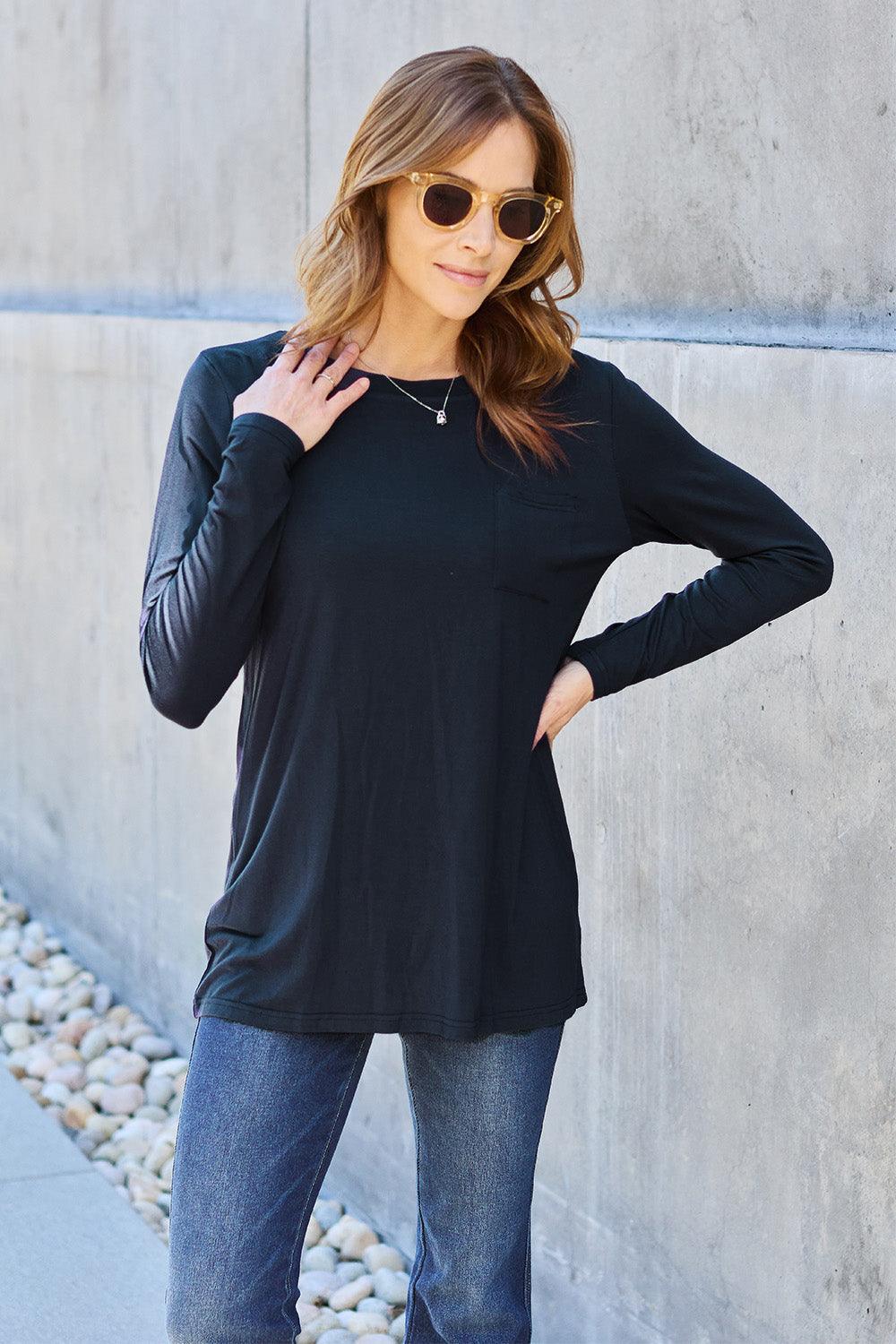Basic Bae Full Size Round Neck Long Sleeve Top Carauana Store
