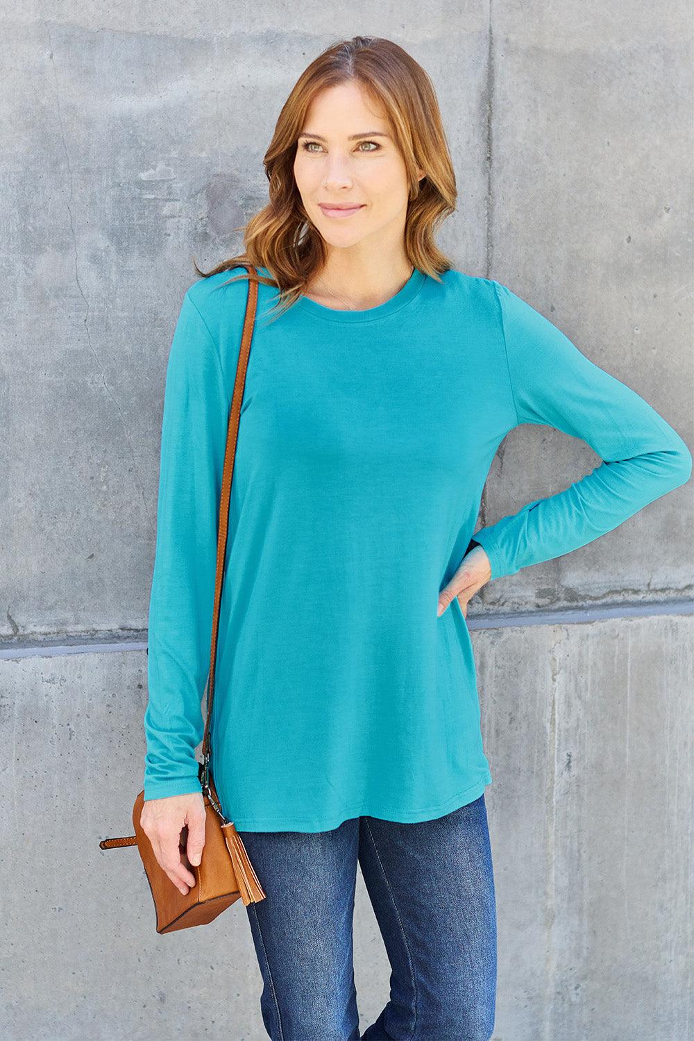 Basic Bae Full Size Round Neck Long Sleeve Top Carauana Store