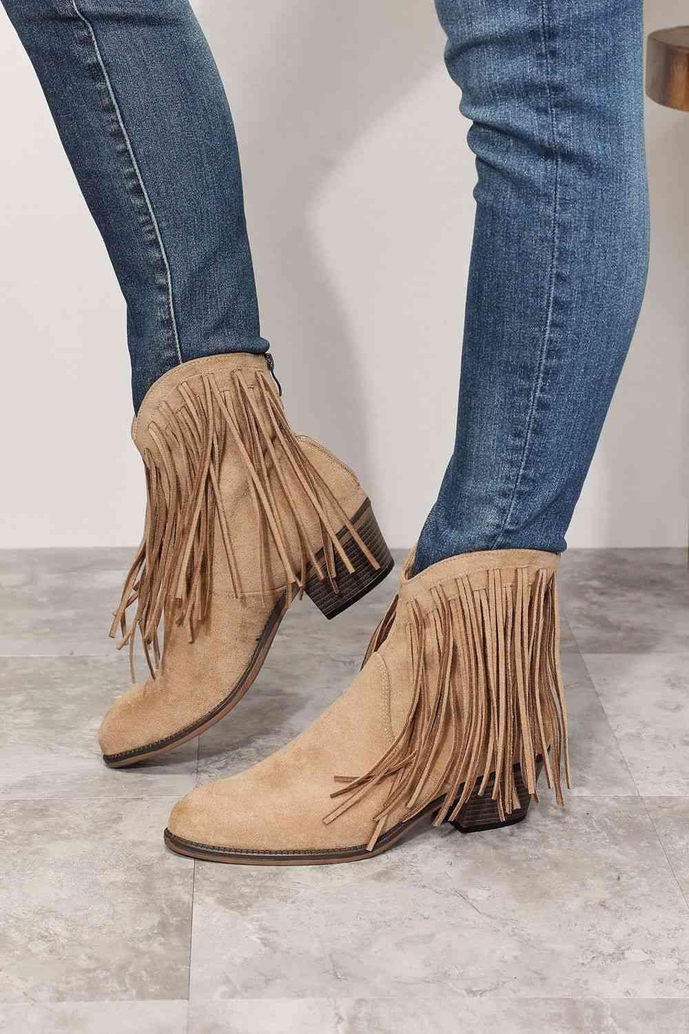 Legend Women's Fringe Cowboy Western Ankle Boots Carauana Store