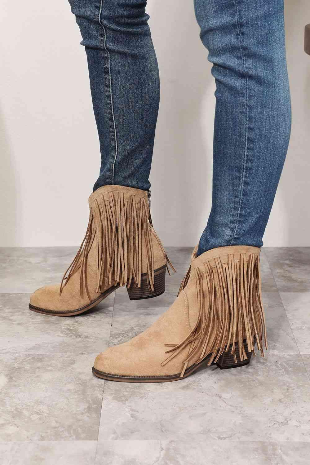 Legend Women's Fringe Cowboy Western Ankle Boots Carauana Store